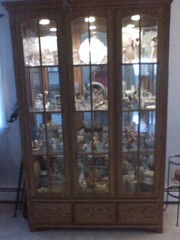 oak hutch/buffet,  double pedestal table,  curio cabinet