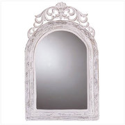 Arched-Top White Wall Mirror